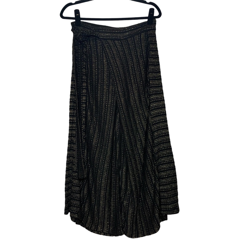 Anthropologie Eva Franco Womens Size Medium Wide Leg Palazzo Pants Black Gold